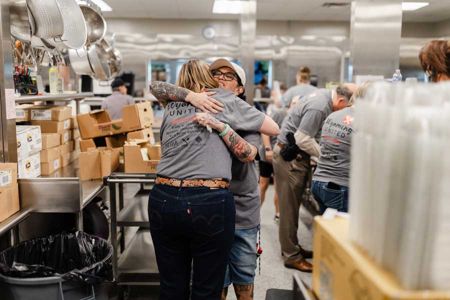 Volunteers Hugging